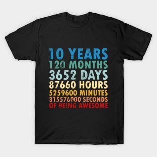 10th Birthday Countdown 10 years of being Awesome / ten Birthday / 10 Years Old / Girls and Boys / Vintage Retro Style gifts ideas T-Shirt
